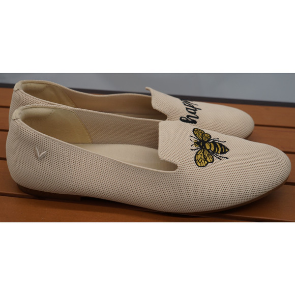 Vivaia, Round-Toe Embroidered Loafers (Audrey) - cream ivory-bee happy. Sz 39.5 - Picture 6 of 11